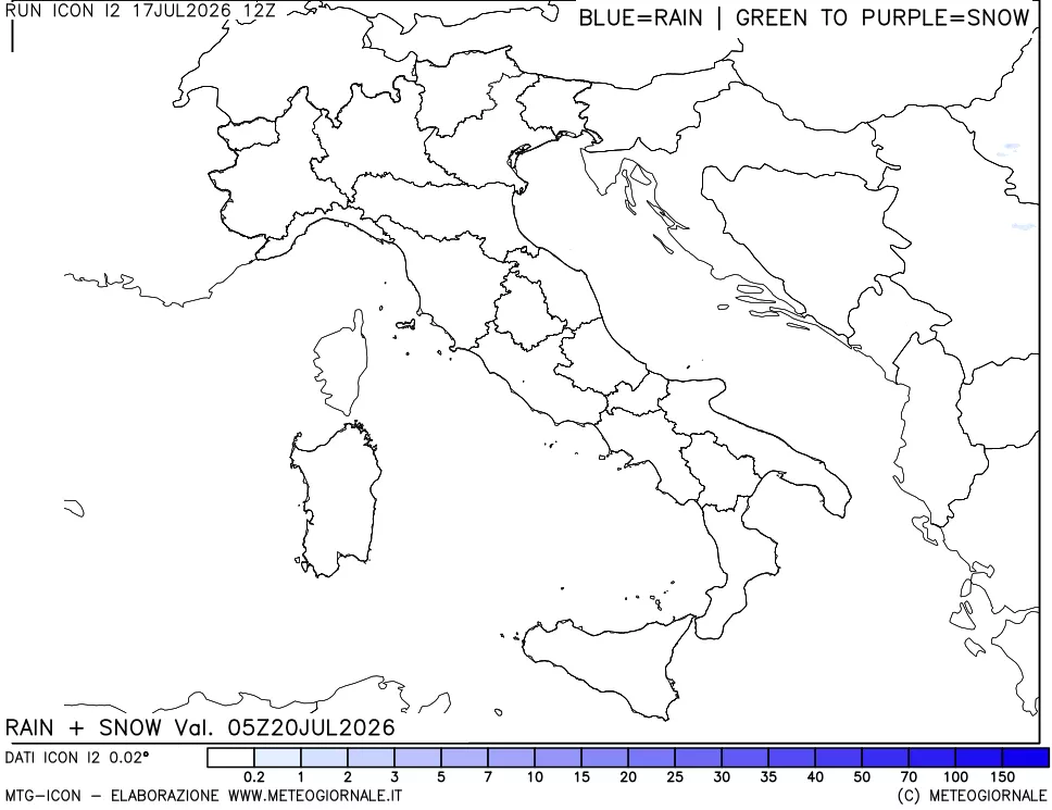 mappa Precipitazioni totali e nevose