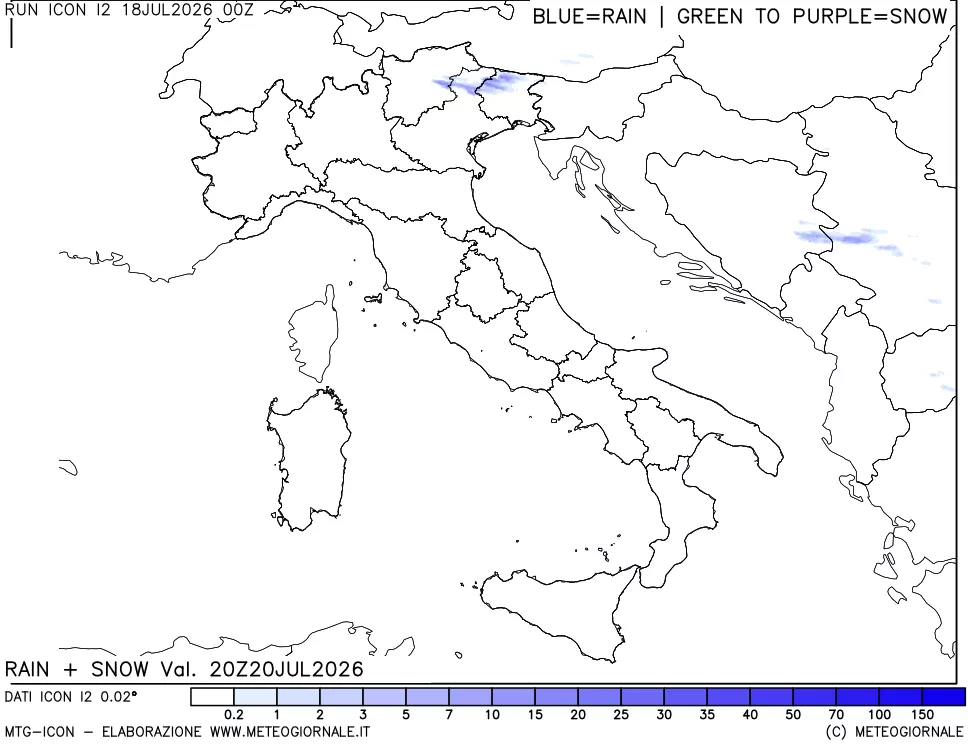 mappa Precipitazioni totali e nevose