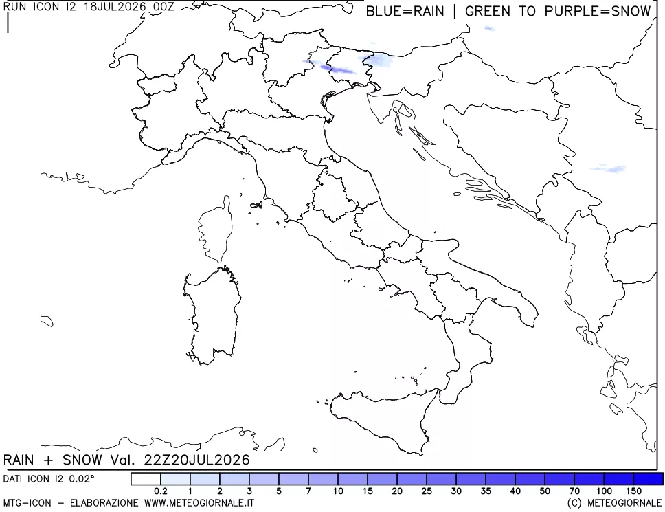 mappa Precipitazioni totali e nevose
