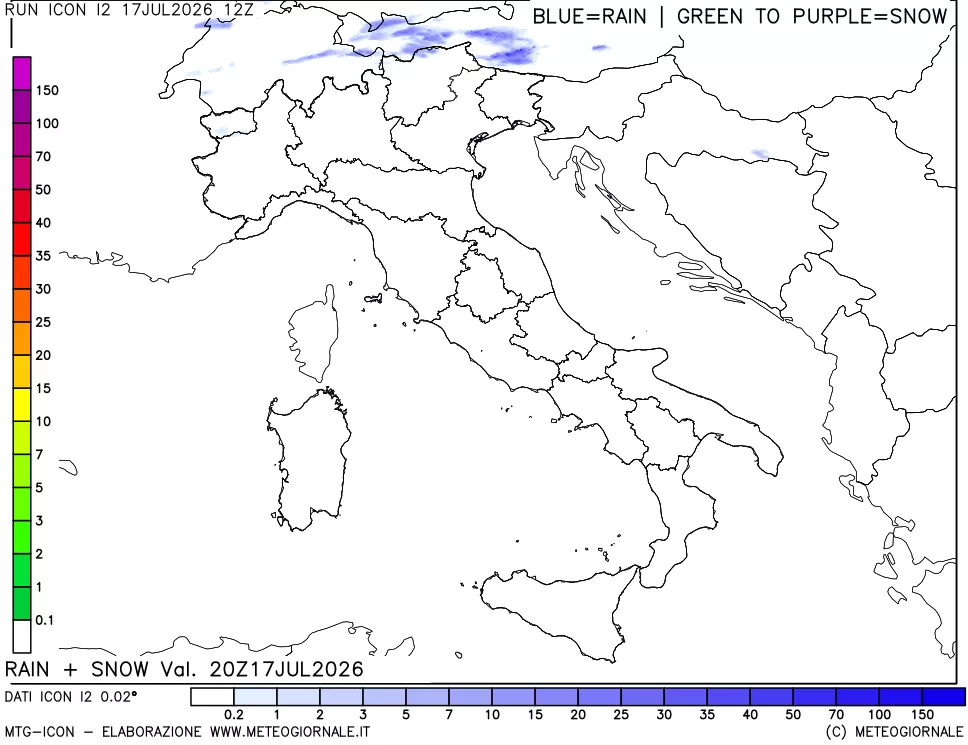 mappa Precipitazioni totali e nevose