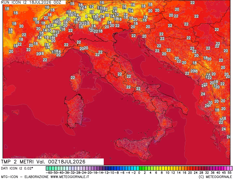 mappa Temp 2 metri