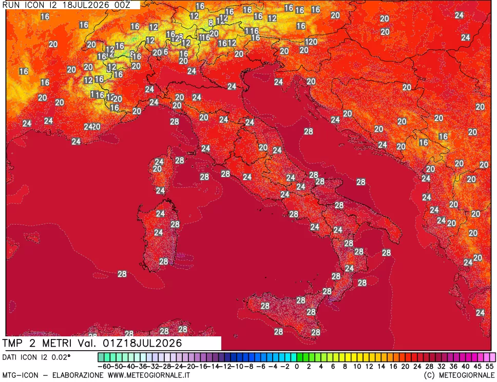 mappa Temp 2 metri