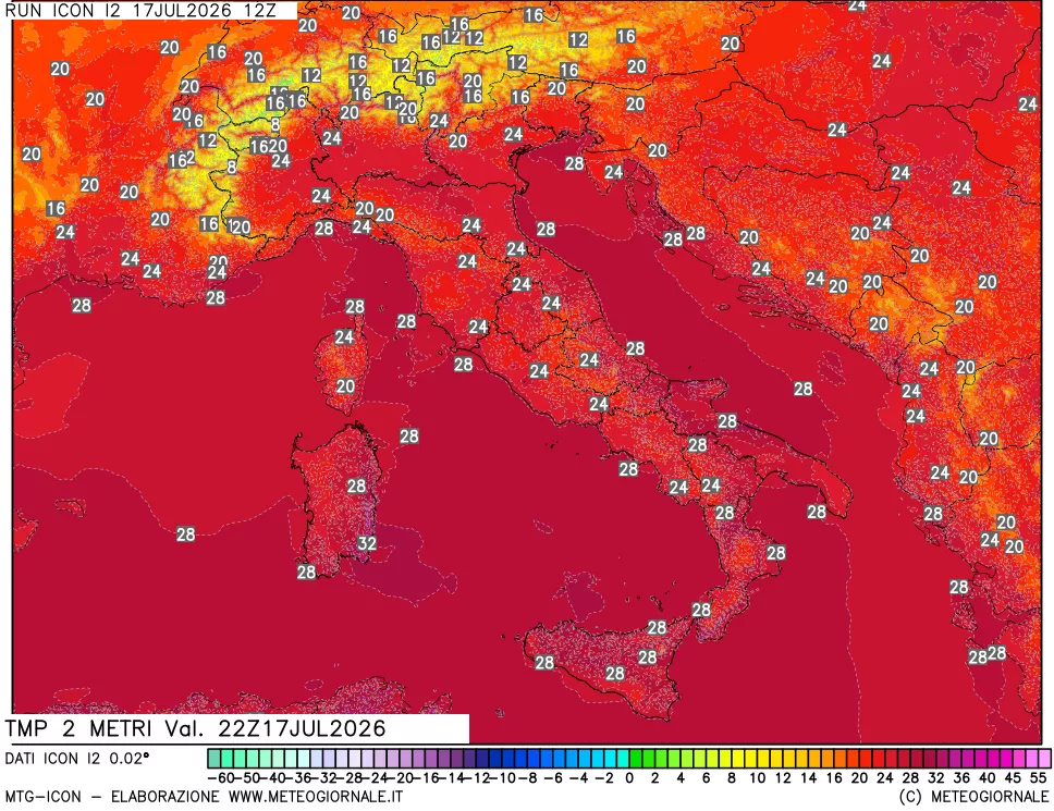 mappa Temp 2 metri