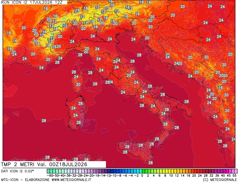 mappa Temp 2 metri