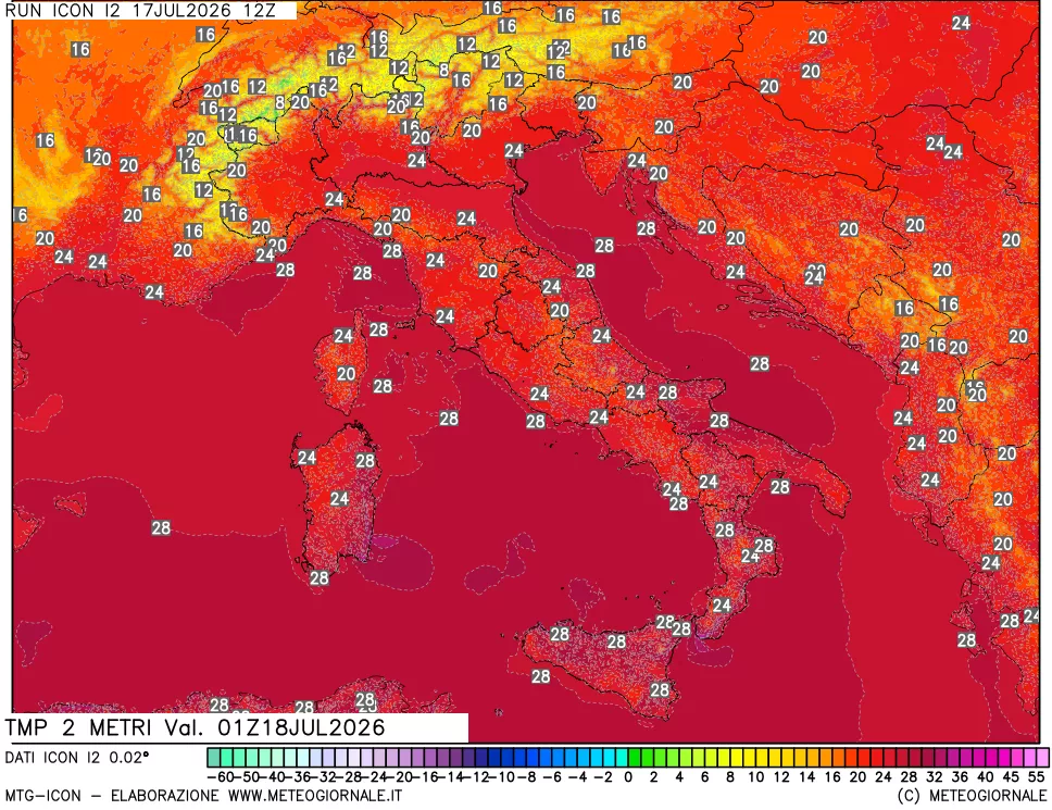 mappa Temp 2 metri