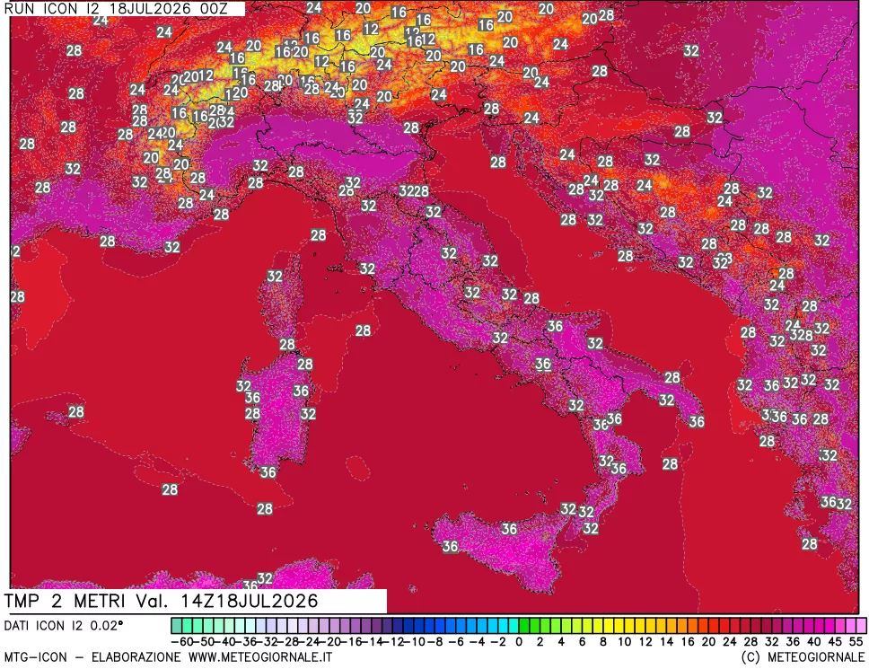 mappa Temp 2 metri