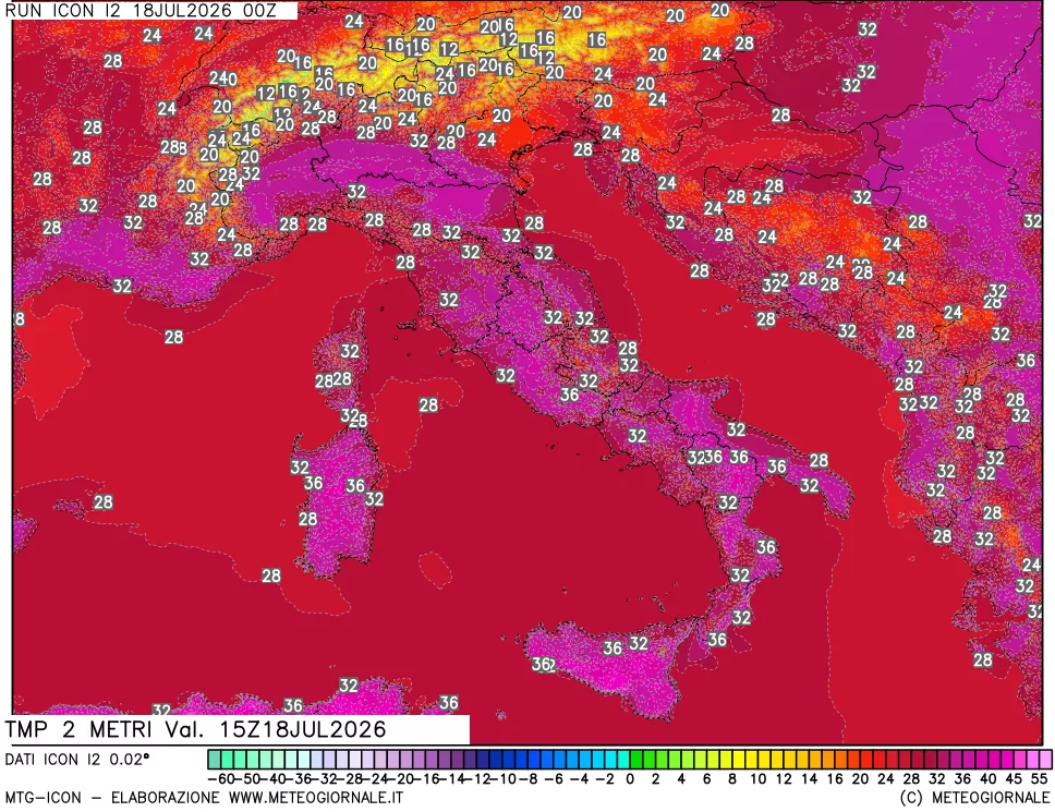 mappa Temp 2 metri