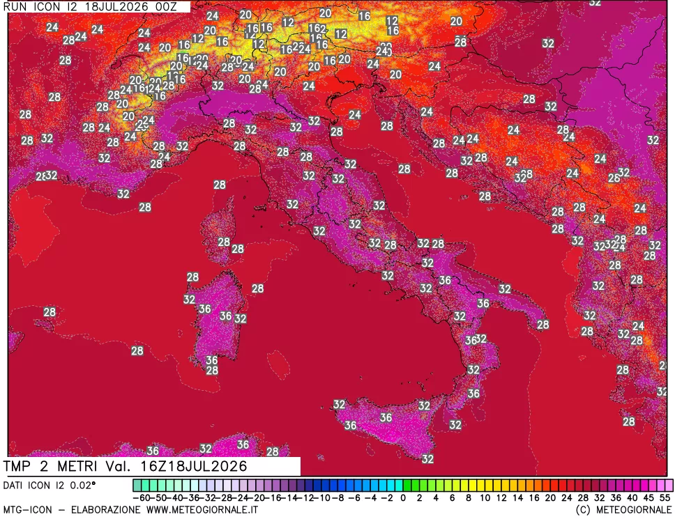mappa Temp 2 metri
