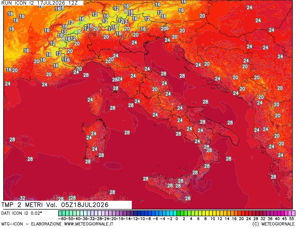 mappa Temp 2 metri