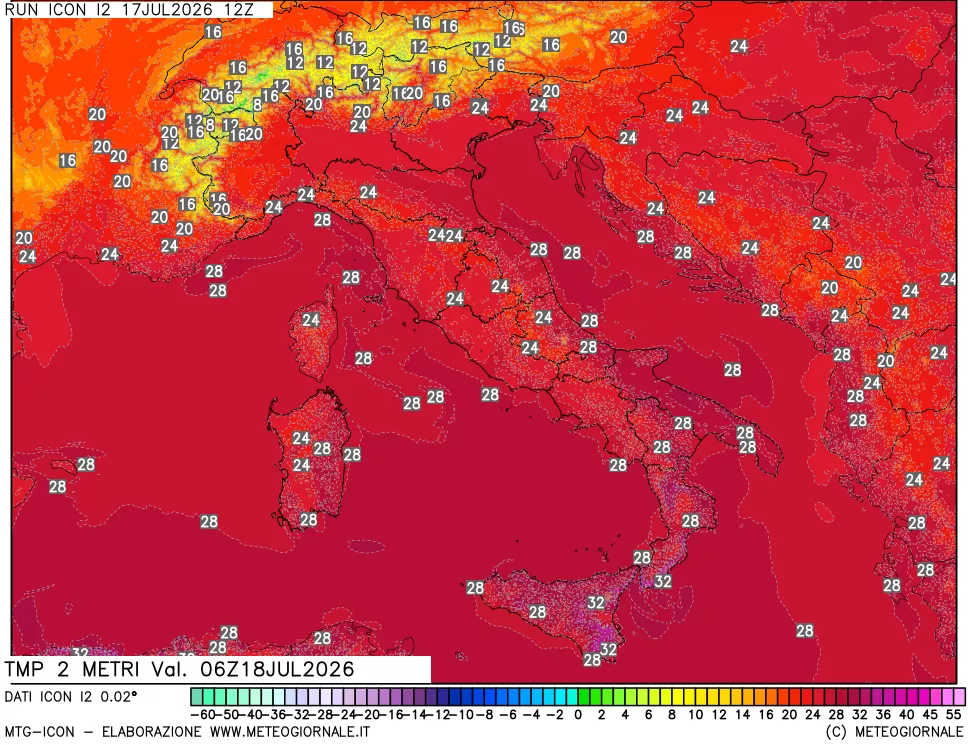 mappa Temp 2 metri