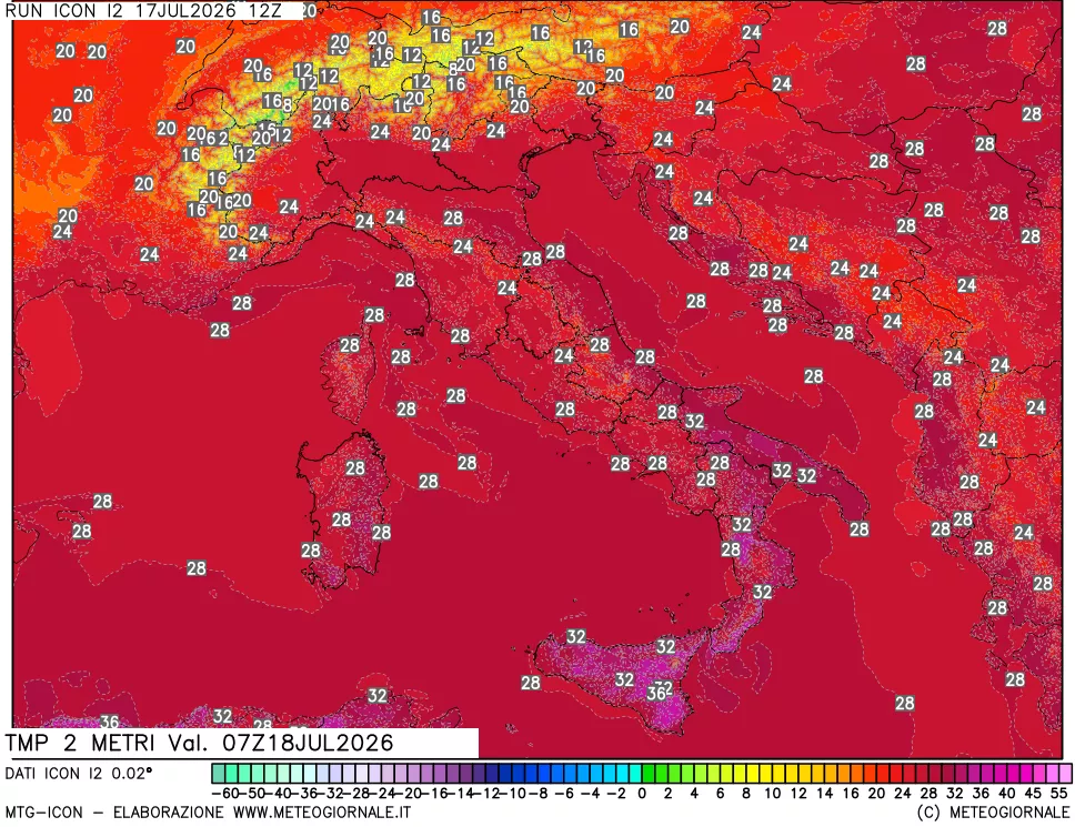 mappa Temp 2 metri