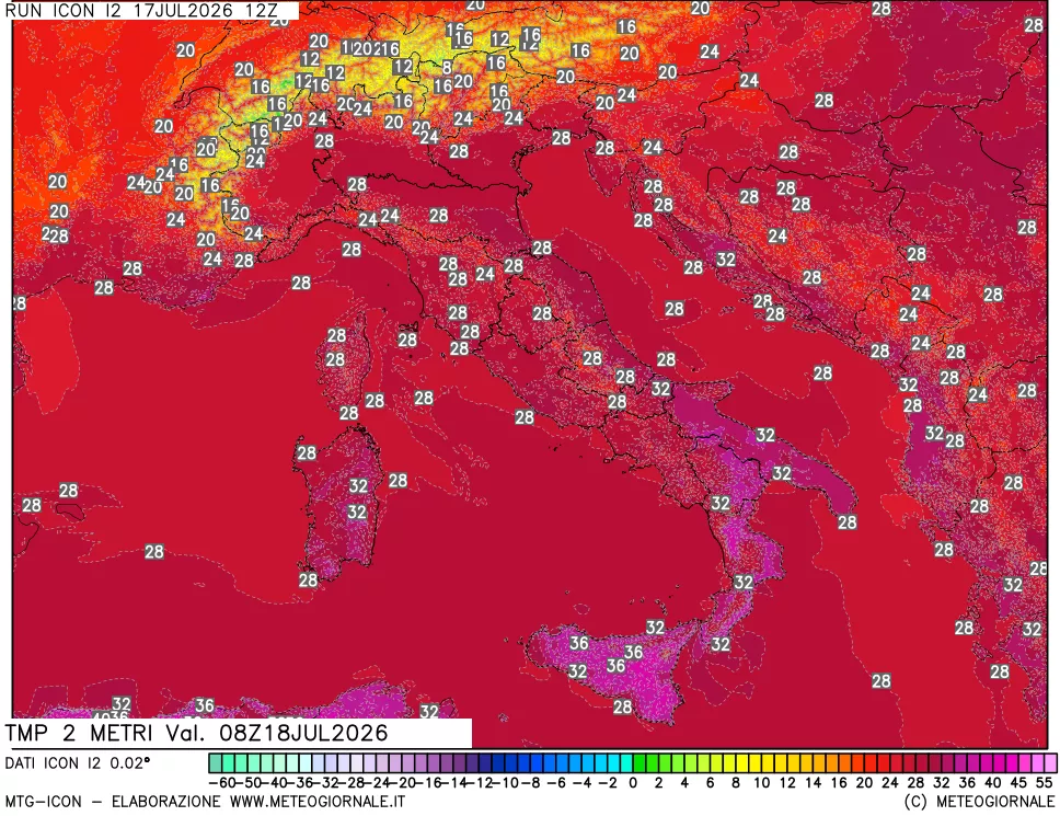 mappa Temp 2 metri