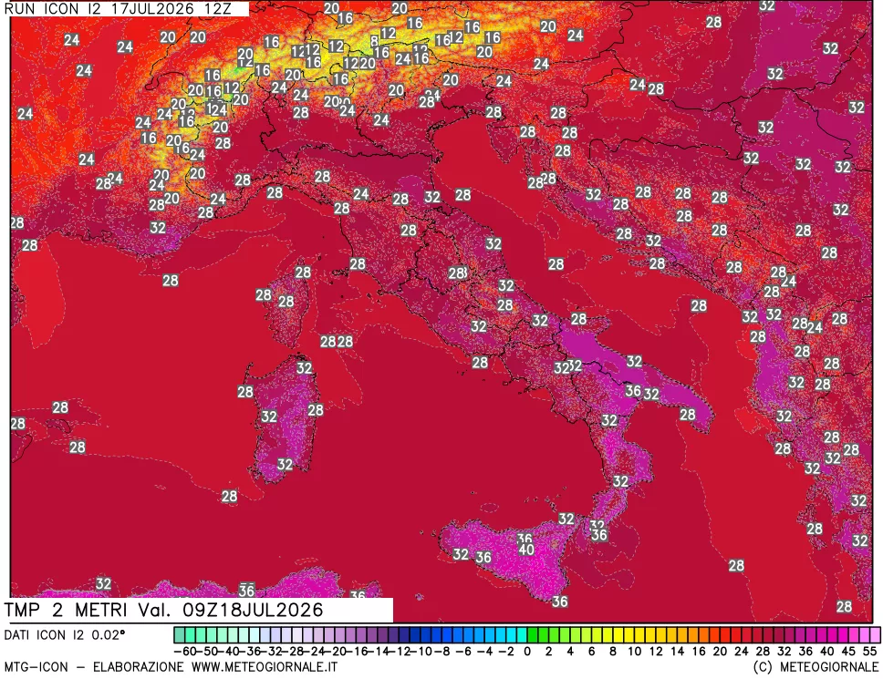 mappa Temp 2 metri