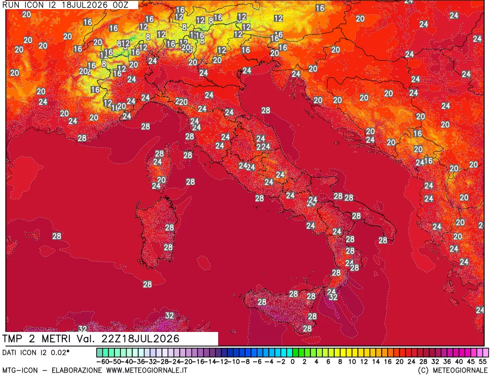 mappa Temp 2 metri