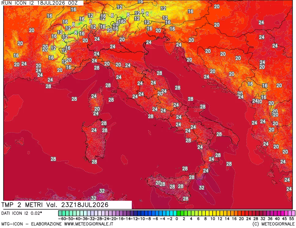 mappa Temp 2 metri
