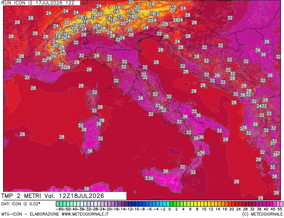 mappa Temp 2 metri