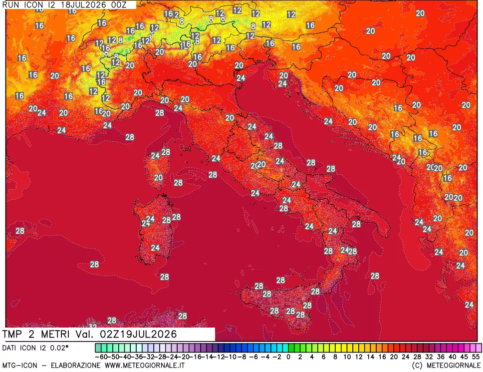 mappa Temp 2 metri