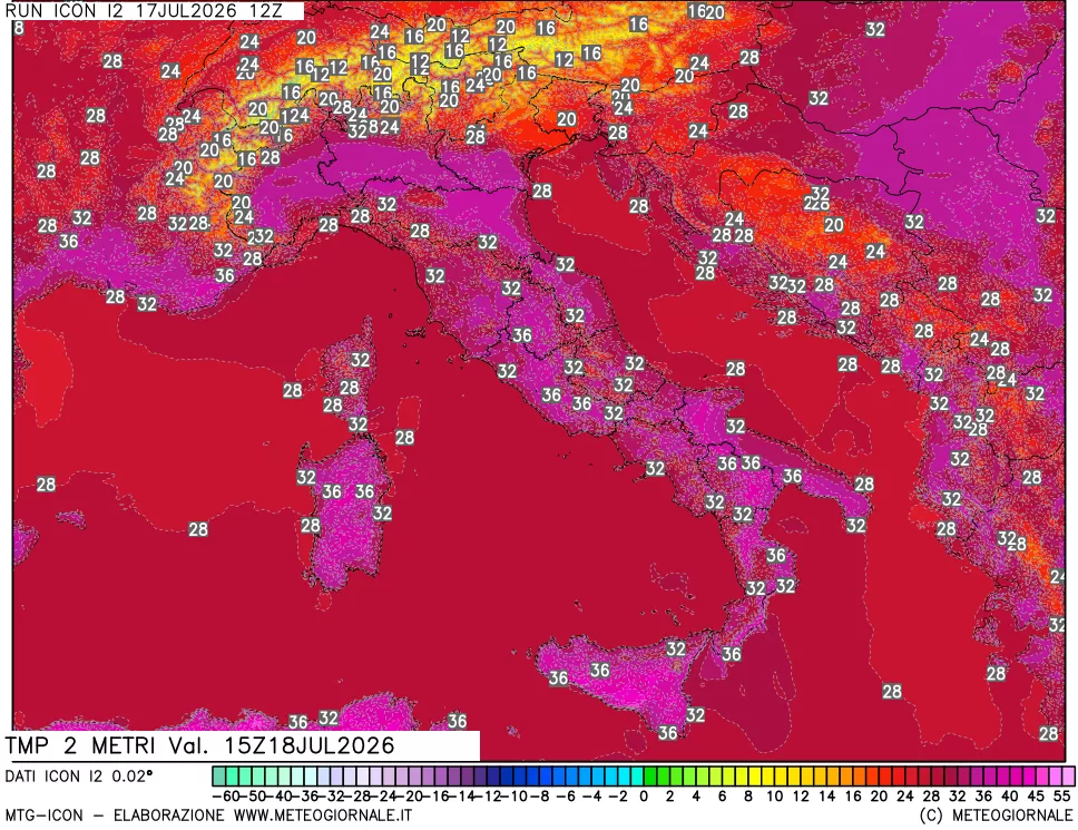 mappa Temp 2 metri