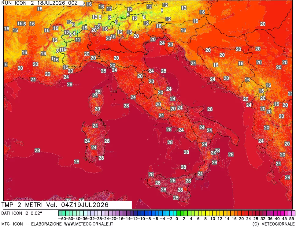 mappa Temp 2 metri