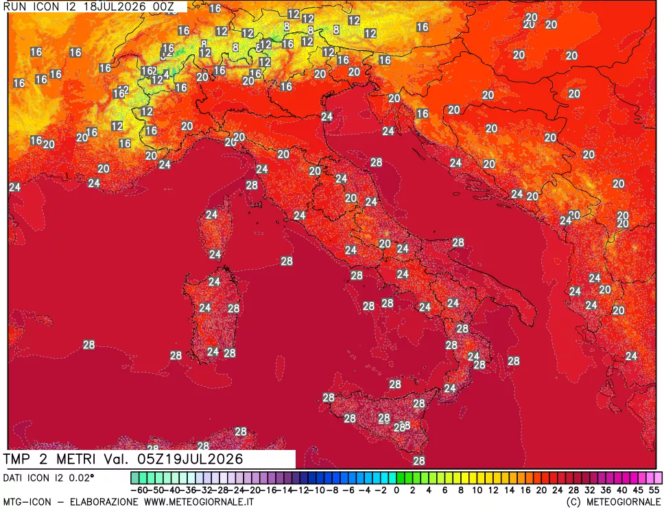 mappa Temp 2 metri