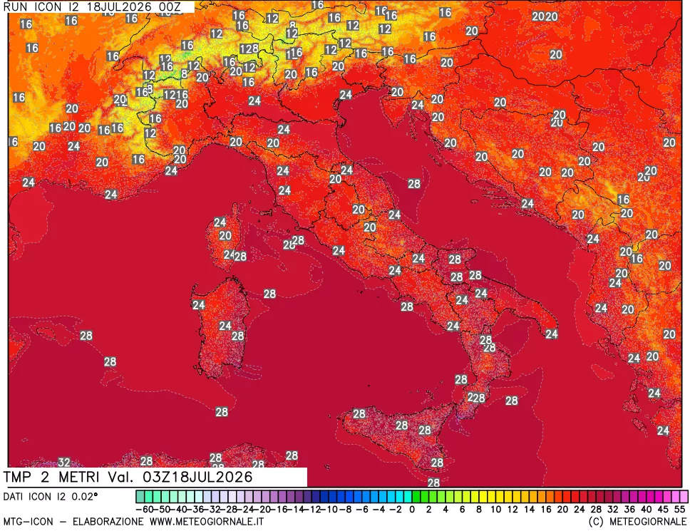 mappa Temp 2 metri