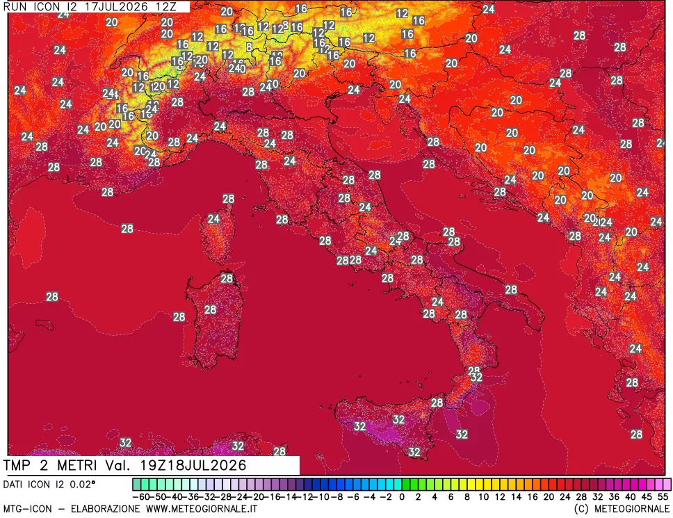 mappa Temp 2 metri
