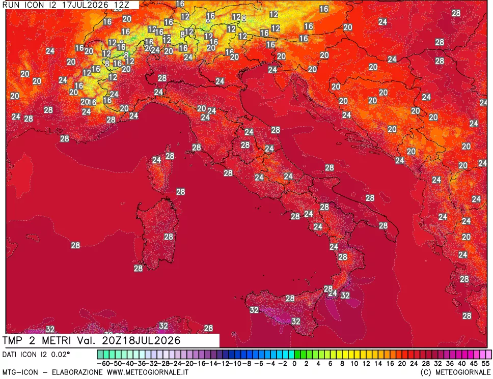 mappa Temp 2 metri