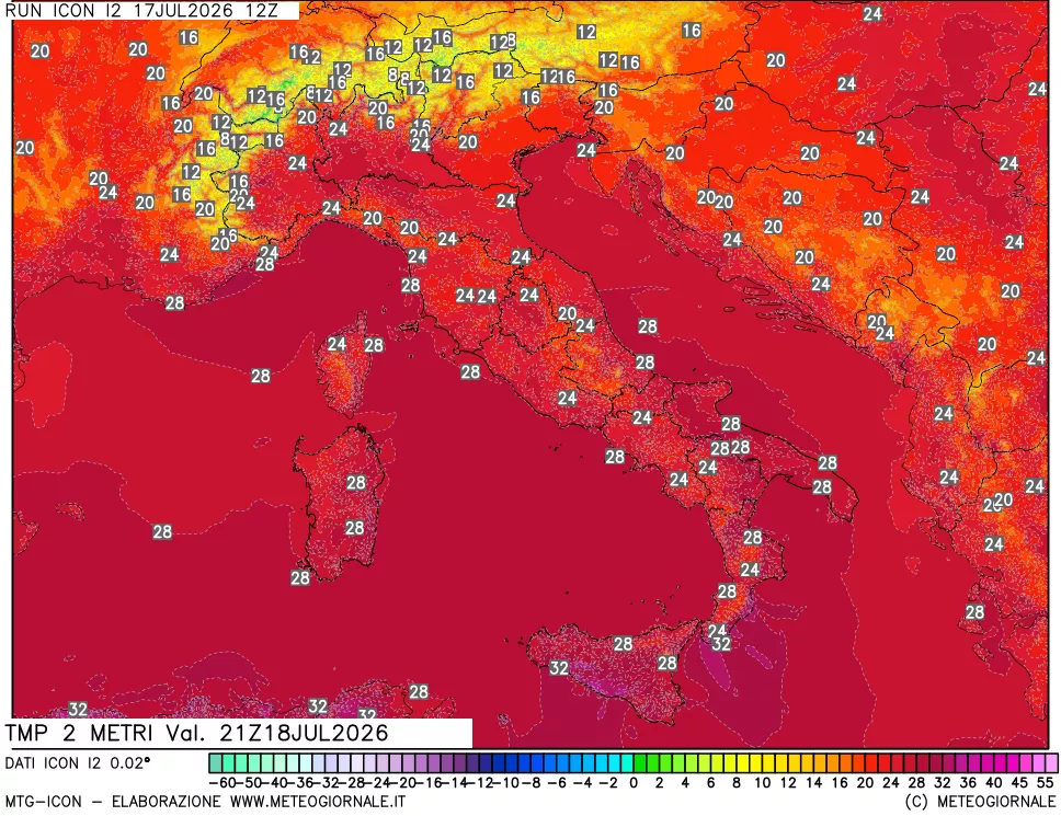 mappa Temp 2 metri