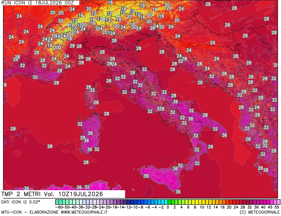 mappa Temp 2 metri