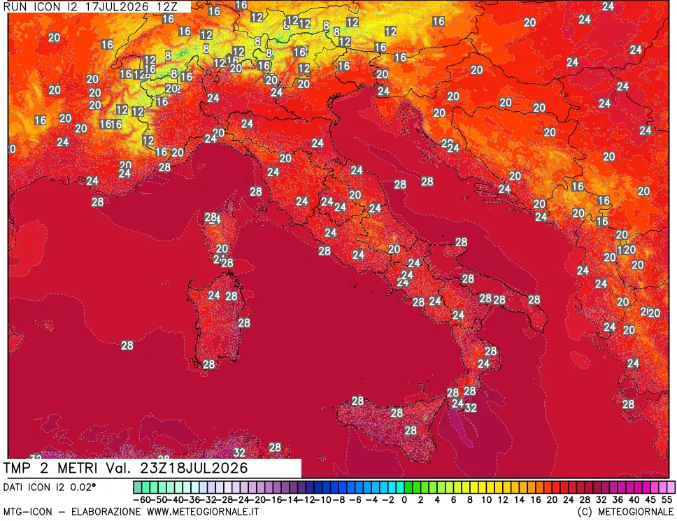 mappa Temp 2 metri
