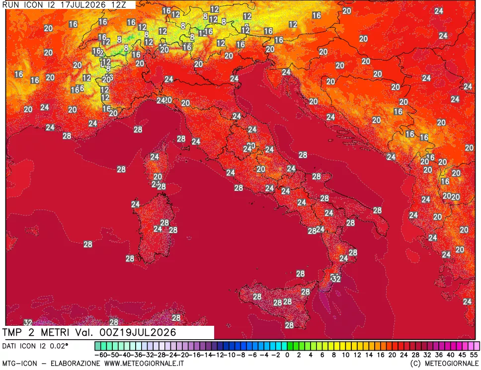 mappa Temp 2 metri