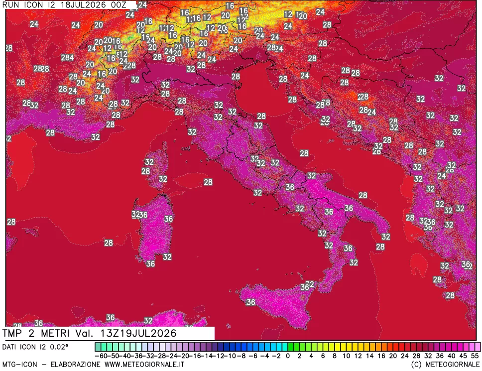 mappa Temp 2 metri