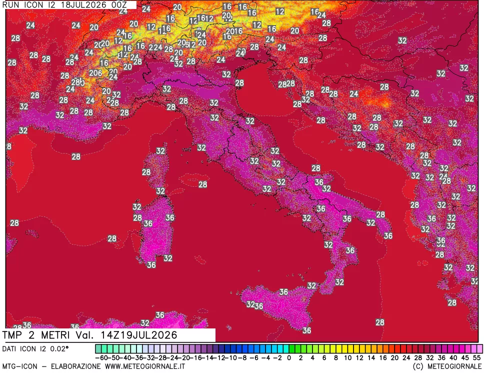 mappa Temp 2 metri