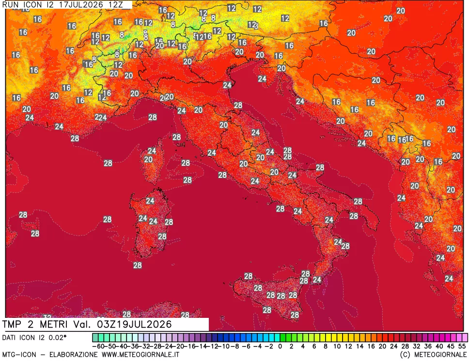 mappa Temp 2 metri