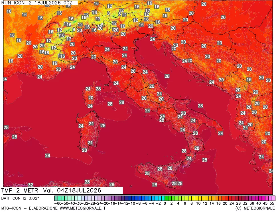 mappa Temp 2 metri