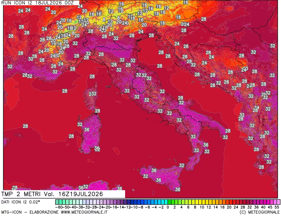 mappa Temp 2 metri