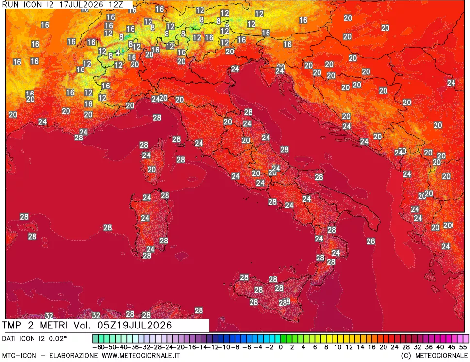 mappa Temp 2 metri