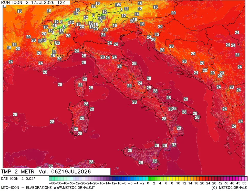 mappa Temp 2 metri