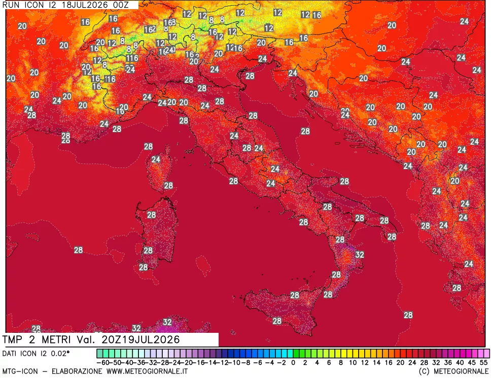 mappa Temp 2 metri