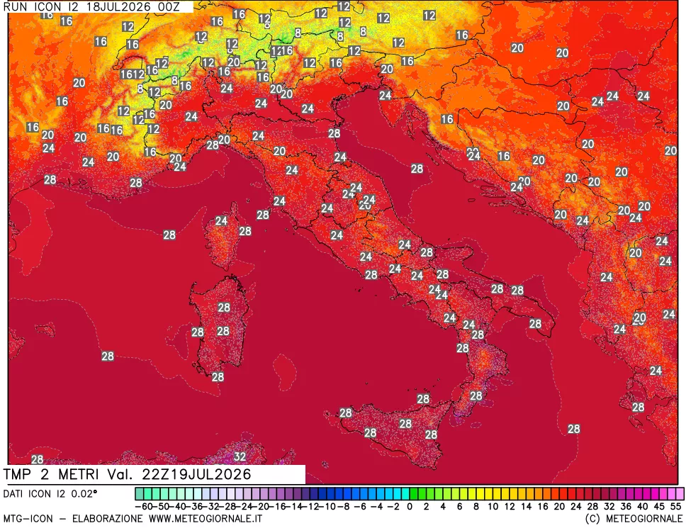 mappa Temp 2 metri