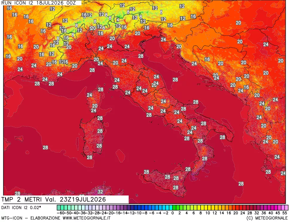 mappa Temp 2 metri