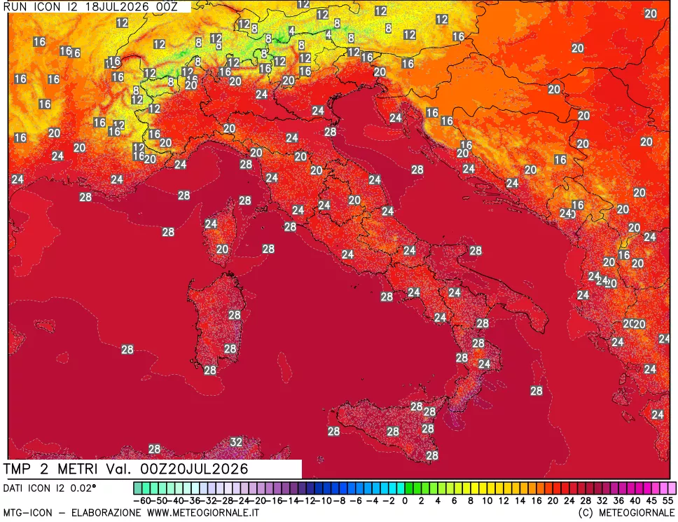 mappa Temp 2 metri