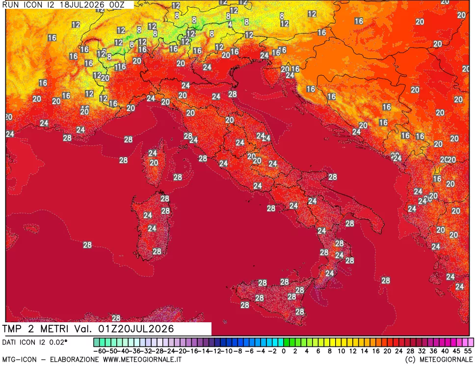 mappa Temp 2 metri