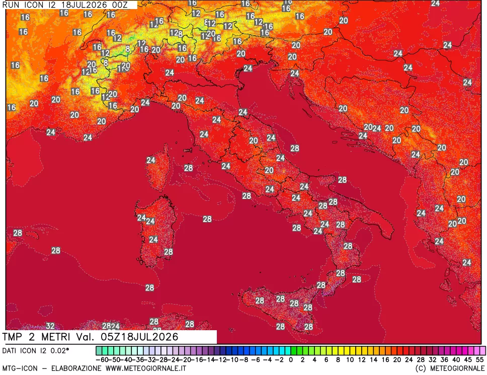 mappa Temp 2 metri