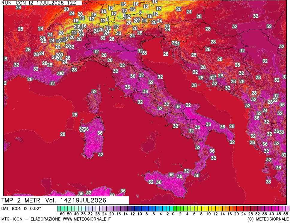 mappa Temp 2 metri