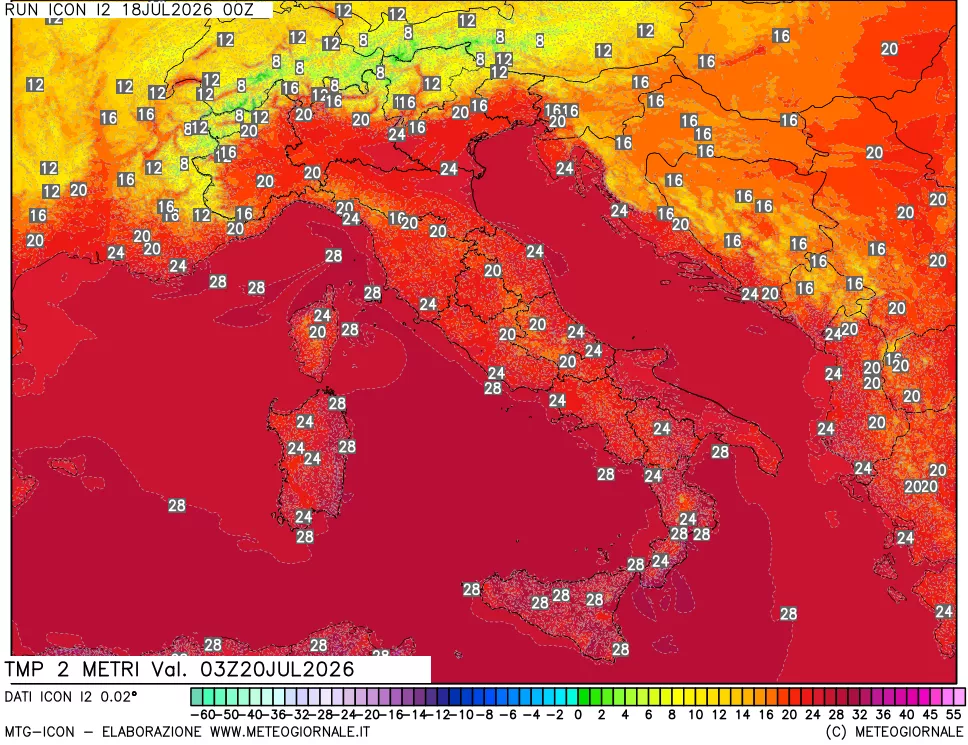 mappa Temp 2 metri