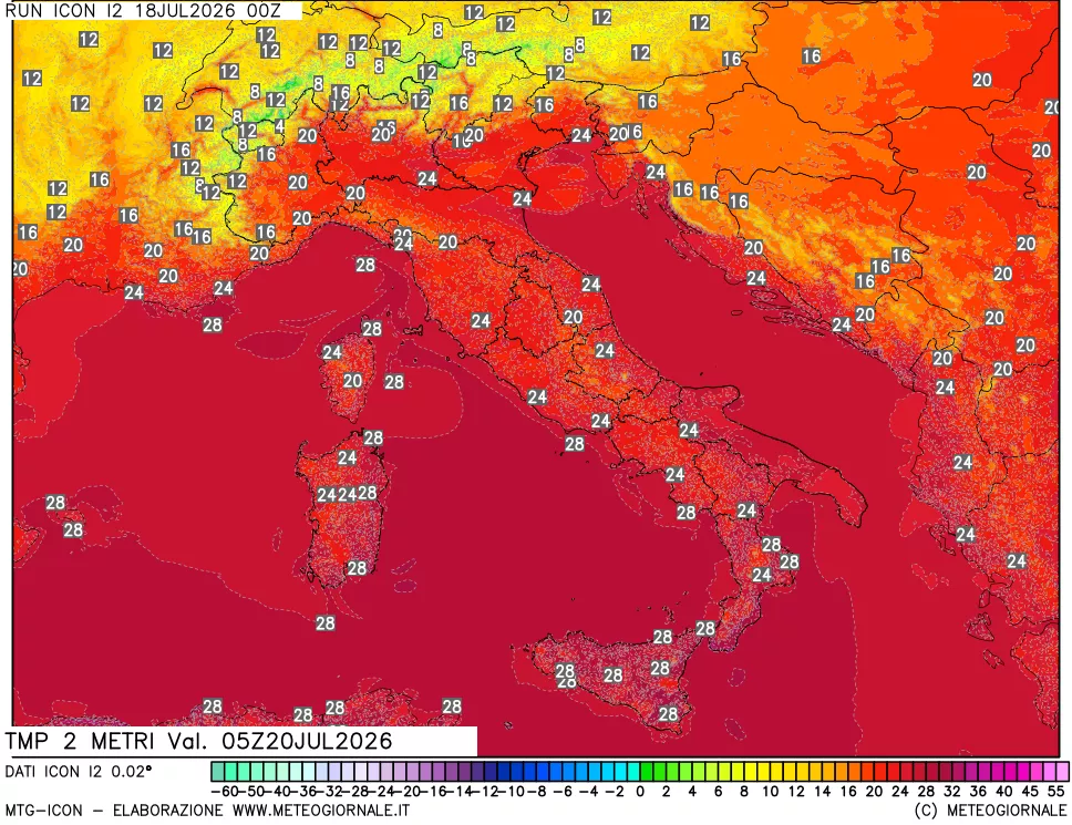 mappa Temp 2 metri