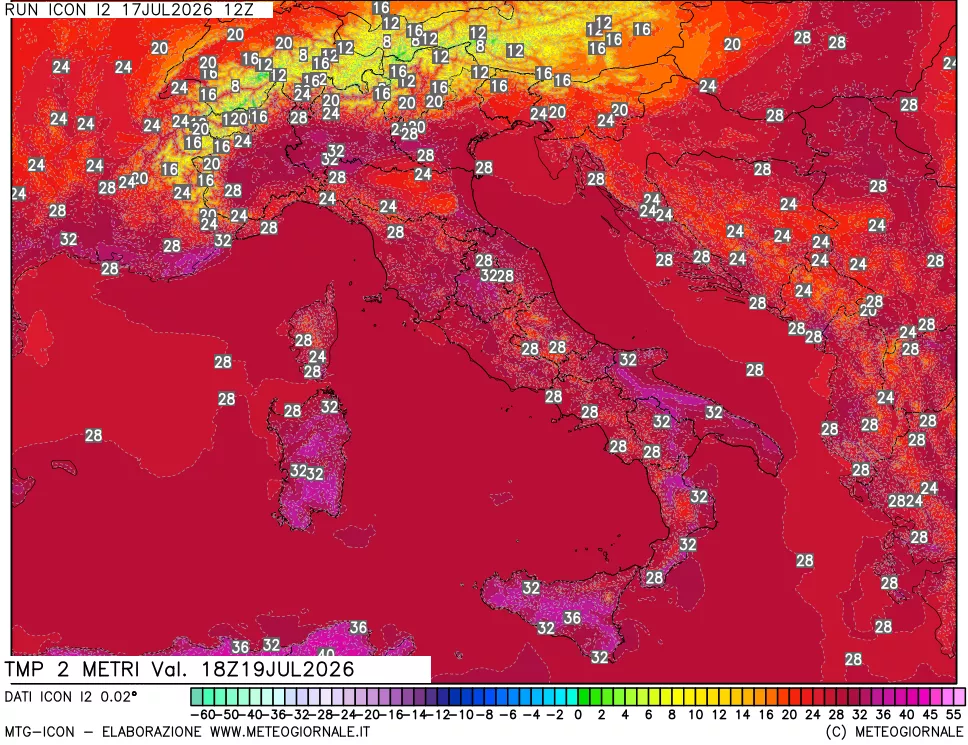 mappa Temp 2 metri