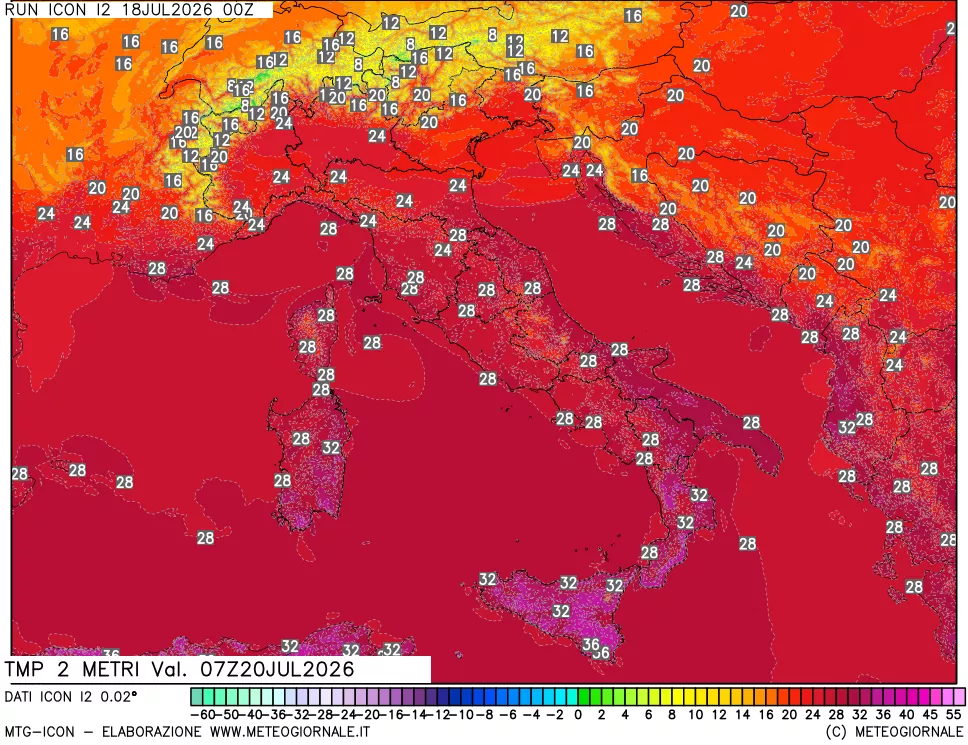 mappa Temp 2 metri