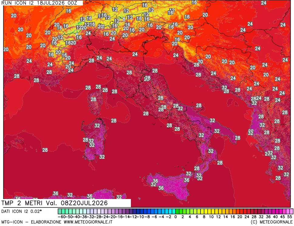 mappa Temp 2 metri